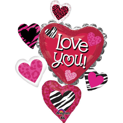 Love You Animal Print Cluster Super Shape