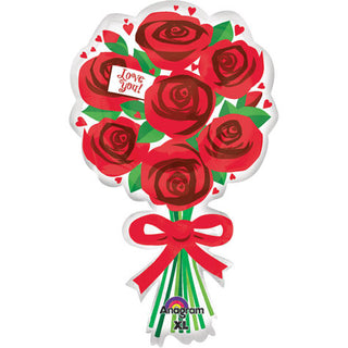 Love You Red Roses Super Shape Foil Balloon