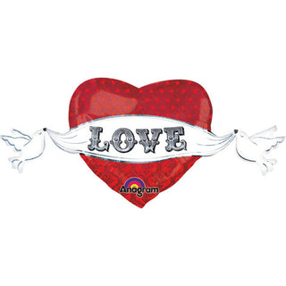 Love Doves Dots & Tapestry Holographic Super Shape Foil Balloon