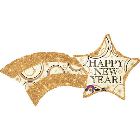New Year Shooting Gold Star Super Shape Foil Balloon