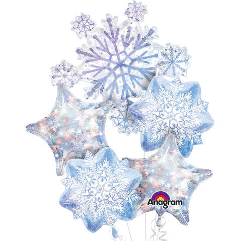Snowflakes Bouquet of Balloons (5pc)