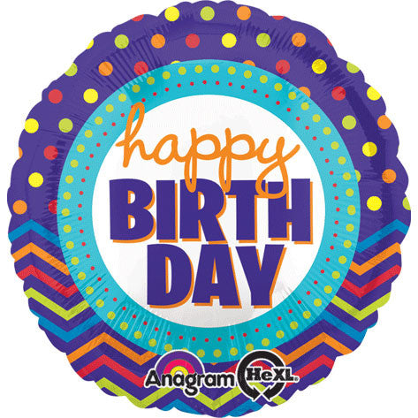 32" Birthday Dots Chevron Hx