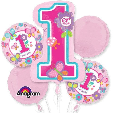 Primera Cumpleanos Mariposa Bouquet of Balloons (5pc)