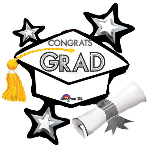 CONGRATS GRAD WHITE CLUSTER SUPER SHAPE