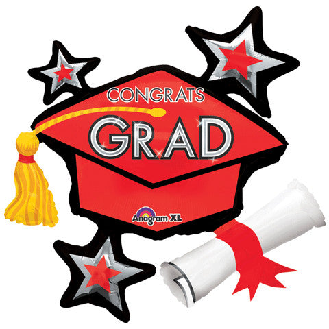 CONGRATS GRAD RED CLUSTER SUPER SHAPE