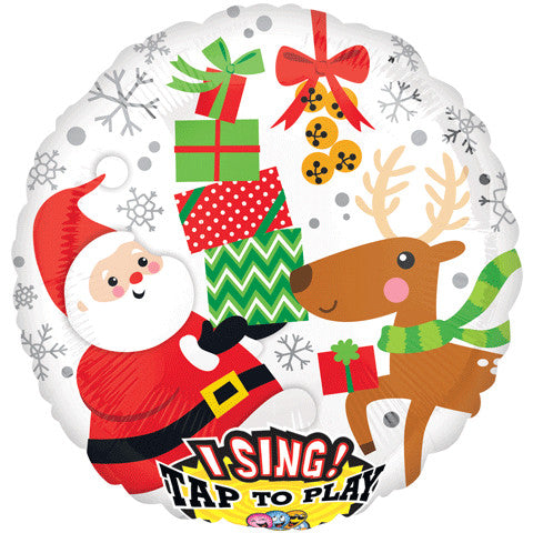 28" SANTA AND REINDEER SING-A-TUNE
