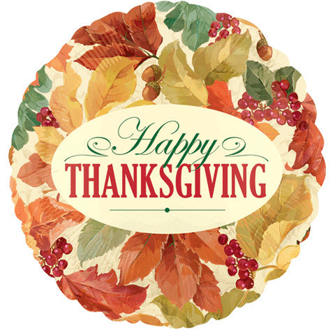 18" Thanksgiving Elegant Leaves Foil Balloon