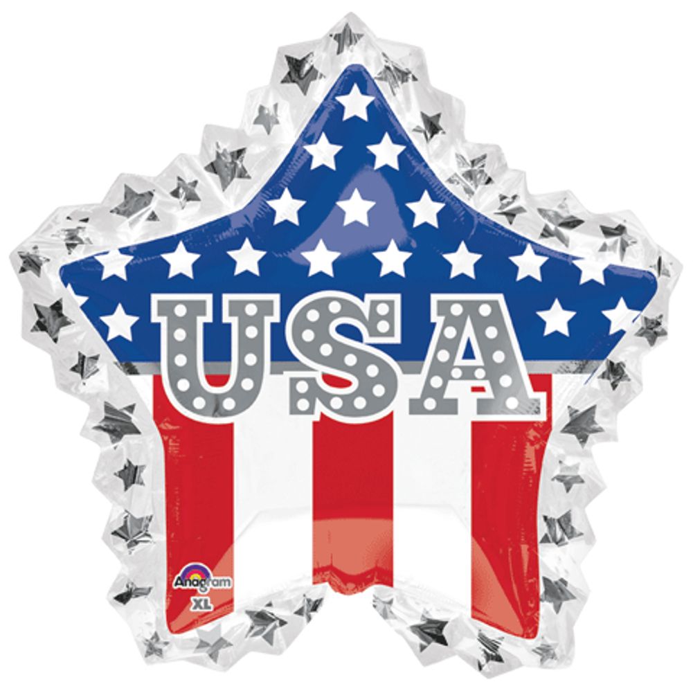USA Star Ruffle Super Shape Foil Balloon