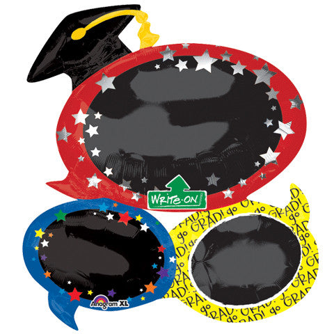 GRAD BUBBLE CHALKBOARD WRITE-ON SUPER SHAPE