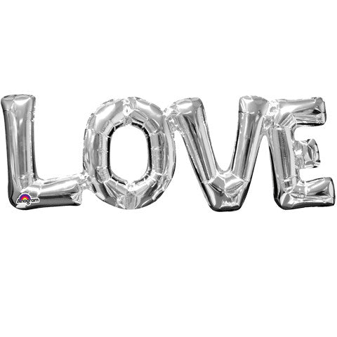 Block Phrase "Love" Silver Foil Balloon (1ct)