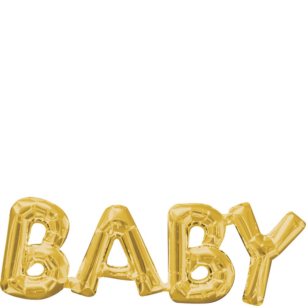 Block Phrase “Baby” Gold Foil Balloon (1ct)