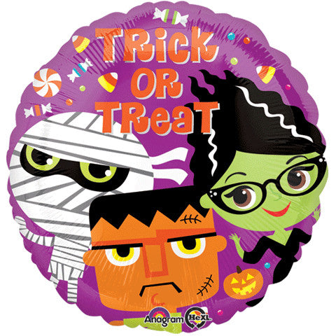 18" Trick or Treat Monsters Foil Balloon