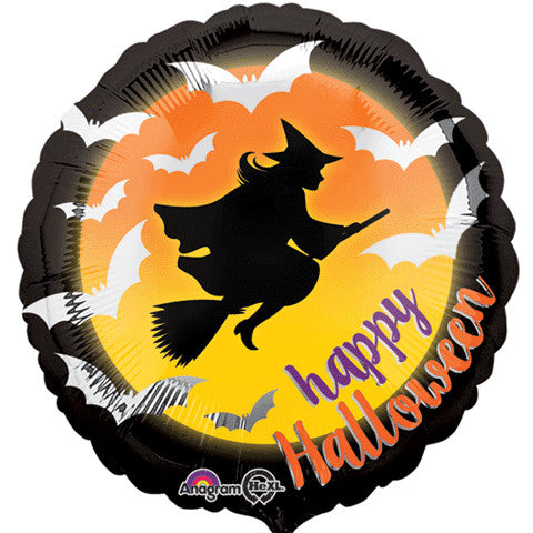 18" Moonlight Witch and Bats Foil Balloon
