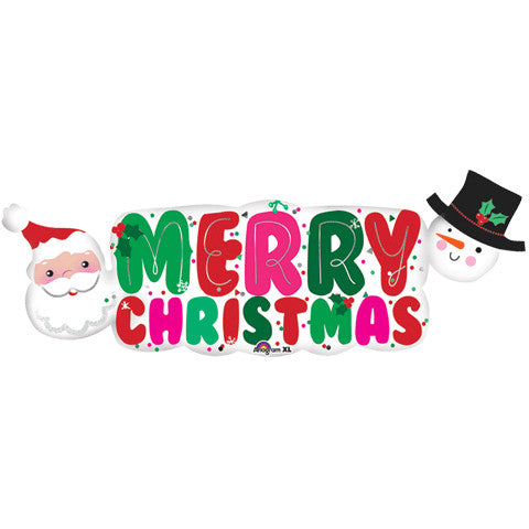 SANTA & SNOWMAN BANNER SUPER SHAPE