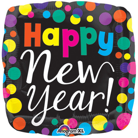 21" New Years Dot Colorblast Foil Balloon