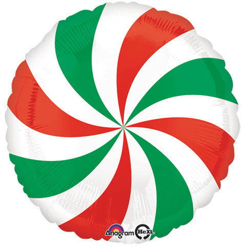 Red & Green Candy Swirl 18" Foil Balloon