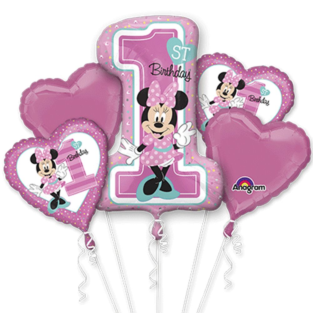 MINNIE 1ST BIRTHDAY BOUQUET OF BALLOONS