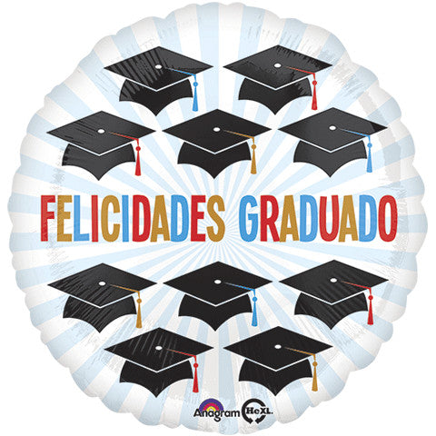 18" FELICIDADES GRAD CAPS HX