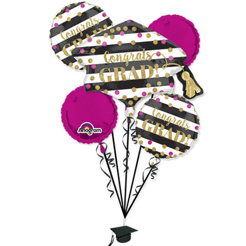 GOLD CONFETTI GRAD BOUQUET OF BALLOONS