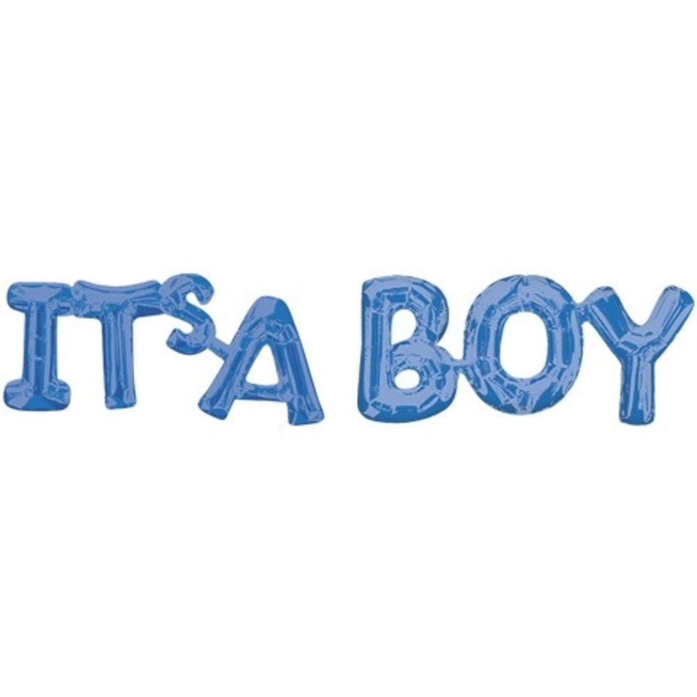 Block Phrase "It's A Boy" Blue Foil Balloon (1ct)