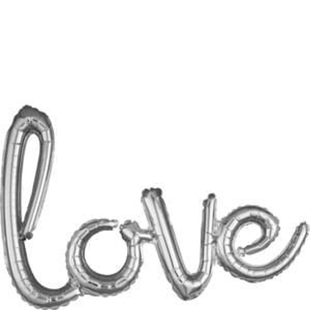 Script Phrase "Love" Silver Foil Balloon (1ct)