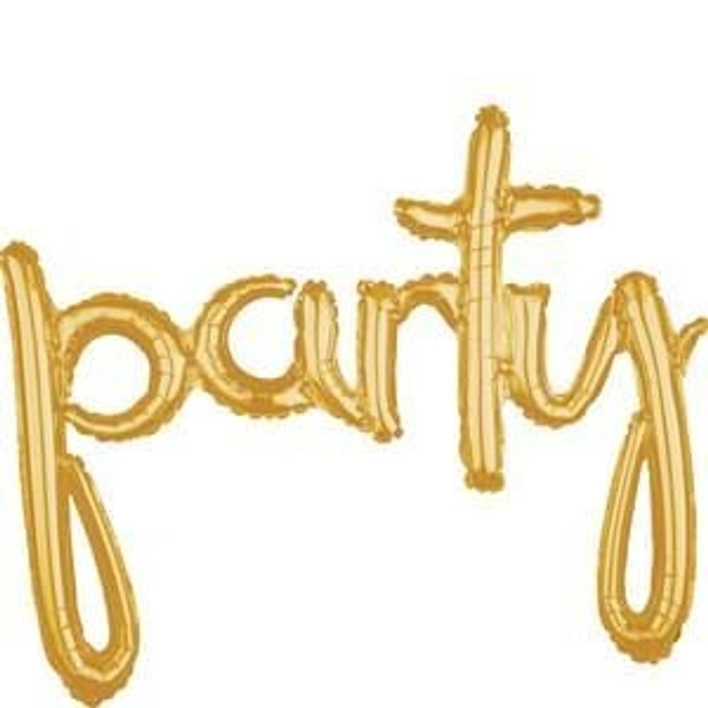 Script Phrase Ã¢â‚¬Å“PartyÃ¢â‚¬Â Gold Foil Balloon (1ct)