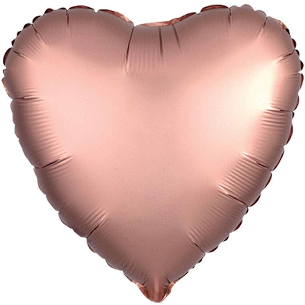 18" ROSE COPPER HEART SATIN LUXE HX