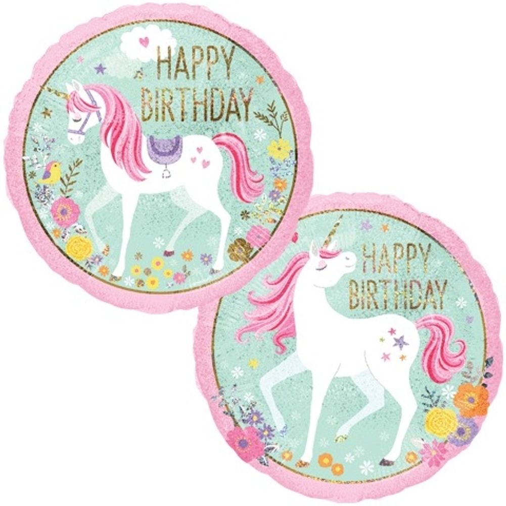 18" MAGICAL UNICORN BIRTHDAY HOLOGRAPHIC