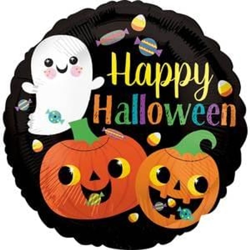 18" Happy Ghost & Pumpkins HX