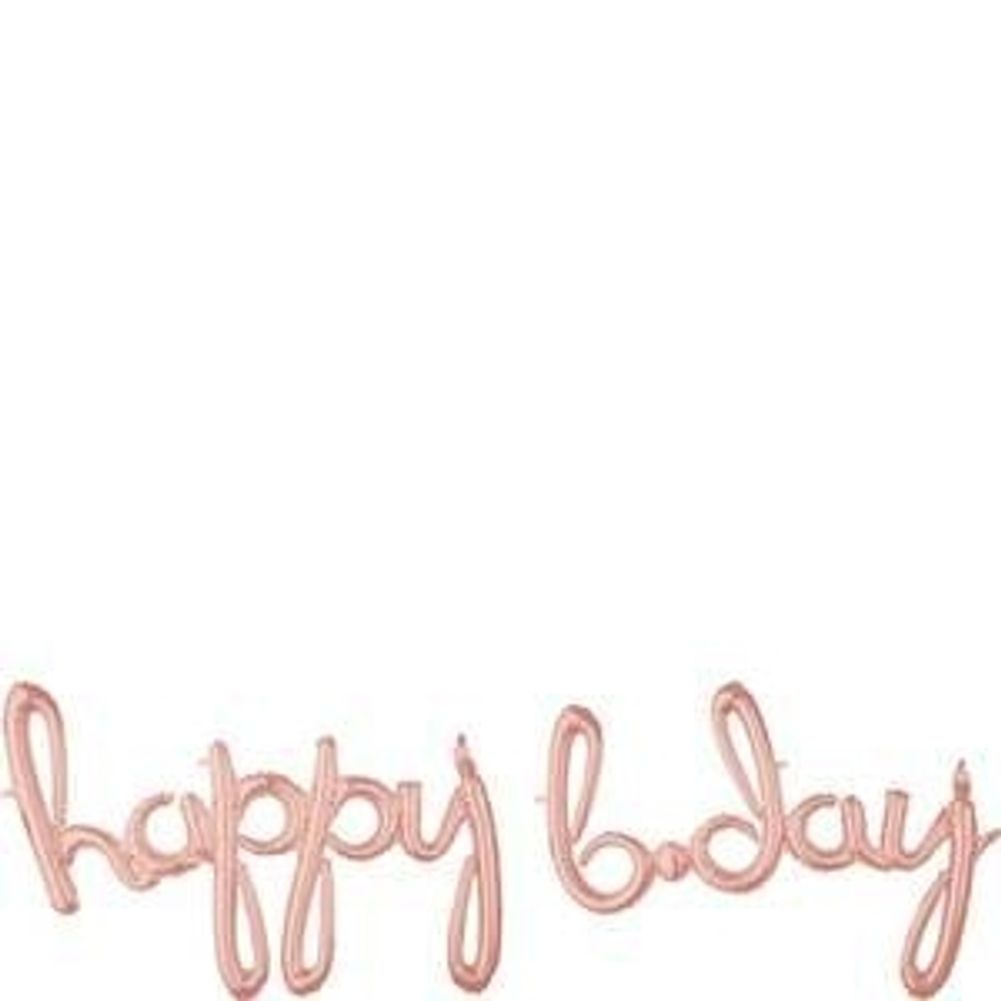 Script Phrase "Happy B-Day" Rose Gold Foil Balloon (1ct)