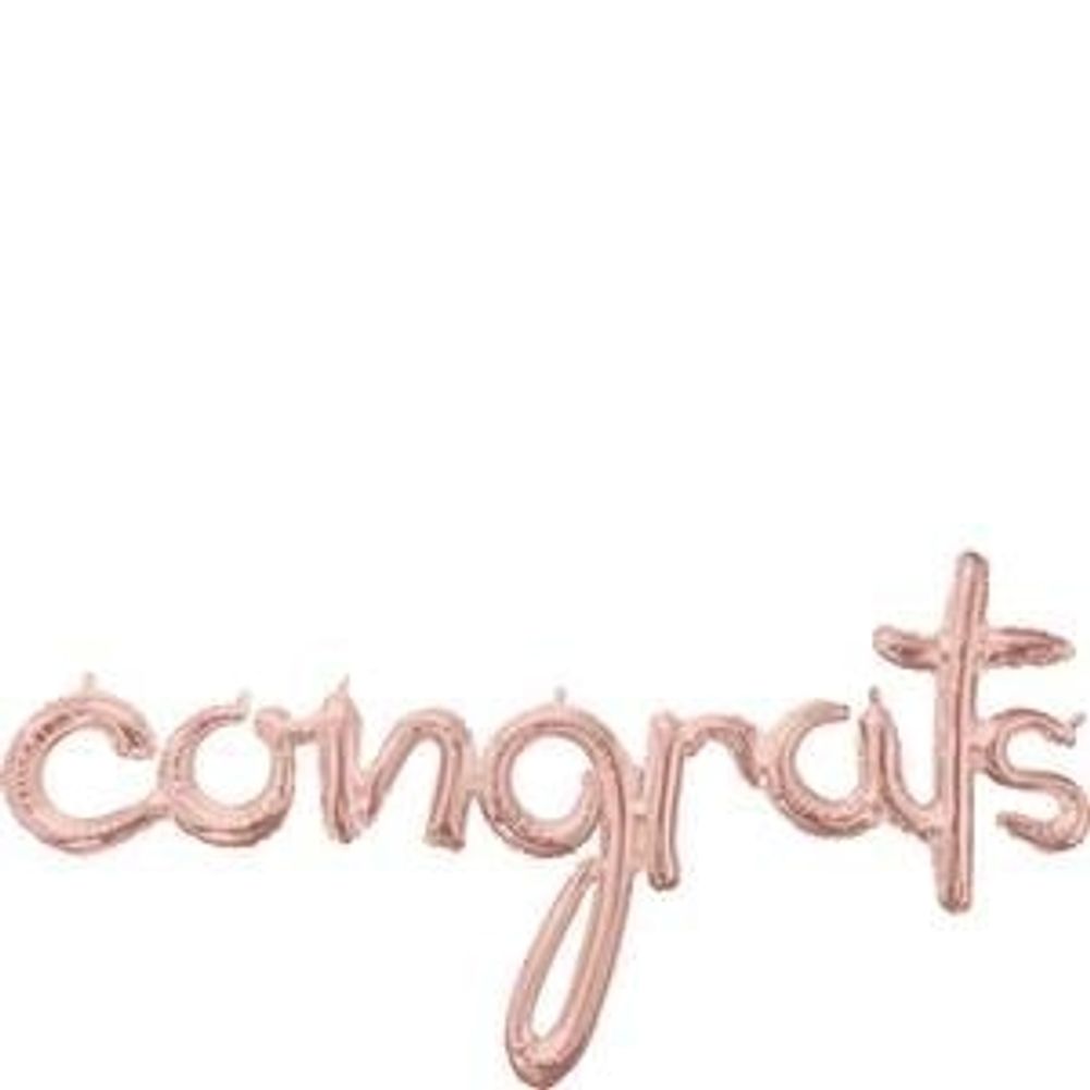 Script Phrase "Congrats" Rose Gold Foil Balloon (1ct)