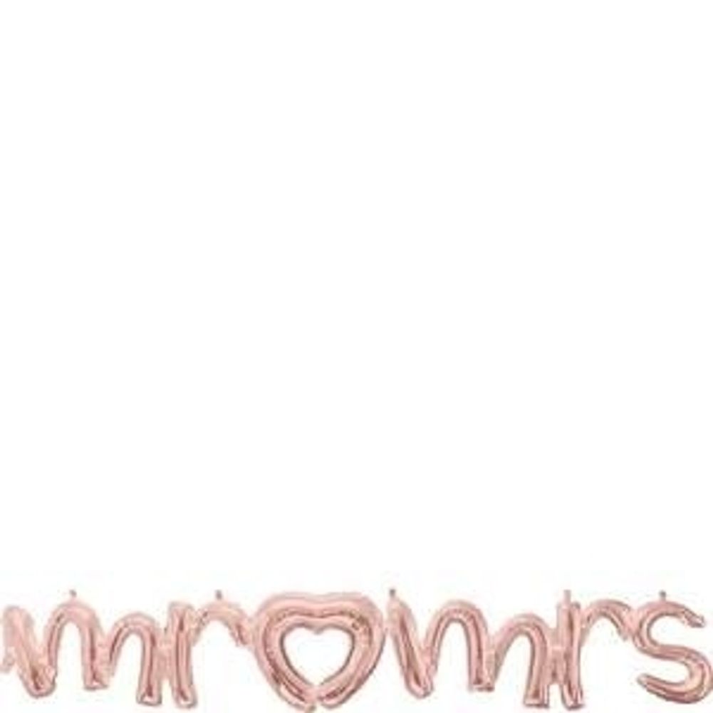 Script Phrase “Mr. & Mrs.” Rose Gold Foil Balloon (1ct)