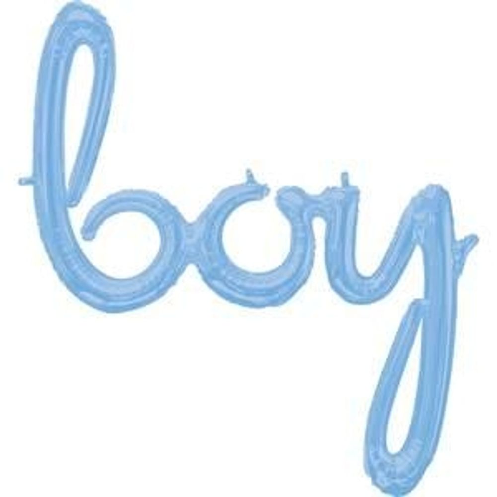 Script Phrase "Boy" Blue Foil Balloon (1ct)