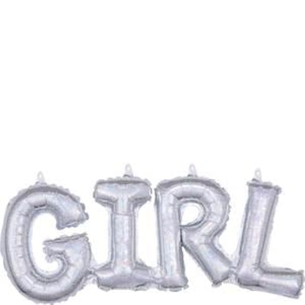 Block Phrase "Girl" Holographic Foil Balloon (1ct)