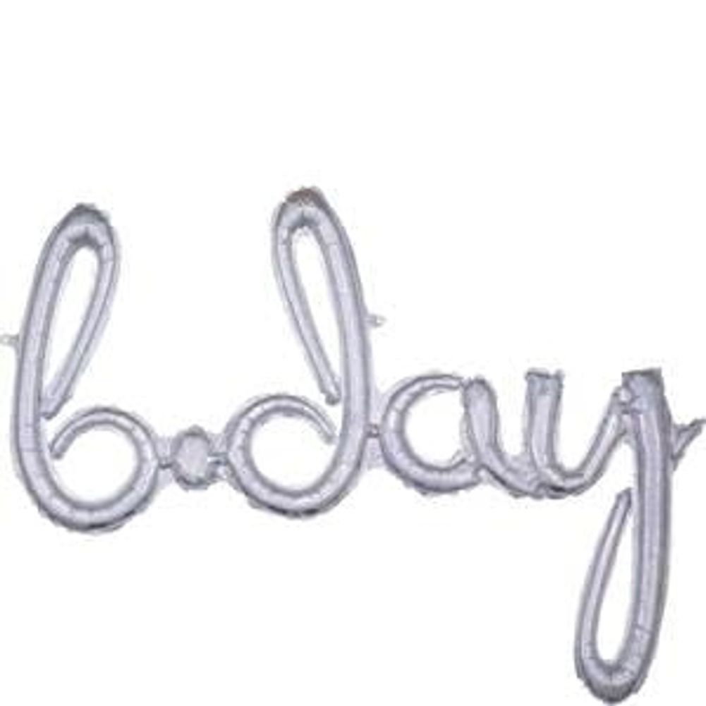 Script Phrase "B-day" Holographic Foil Balloon (1ct)