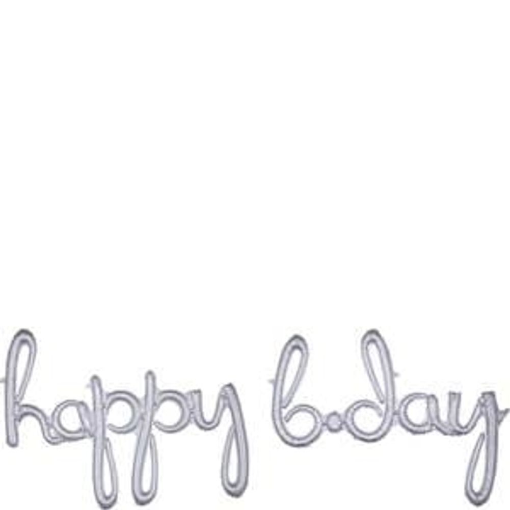 Script Phrase "Happy B-Day" Holographic Foil Balloon (1ct)