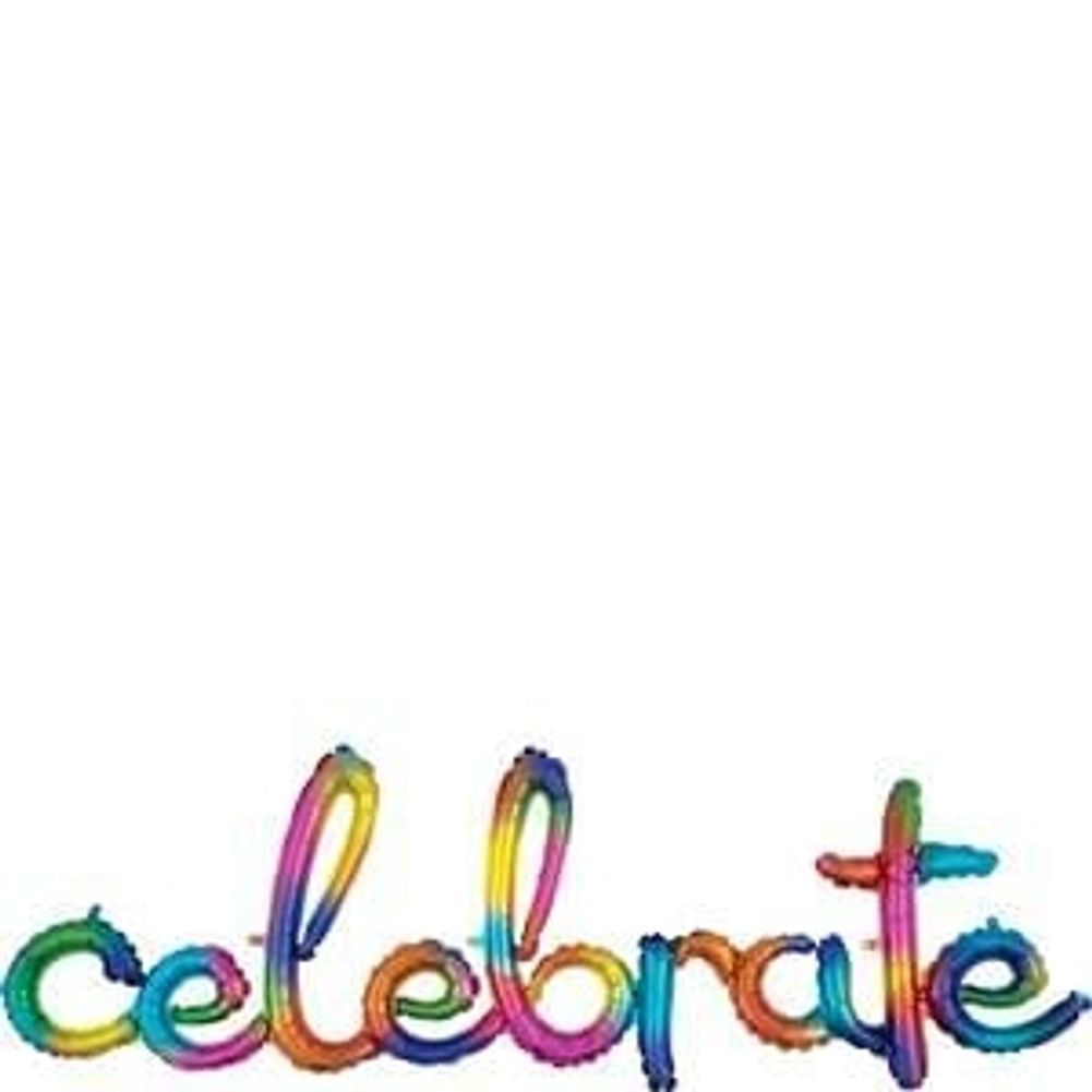 Script Phrase Ã¢â‚¬Å“CelebrateÃ¢â‚¬Â Rainbow Foil Balloon (1ct)