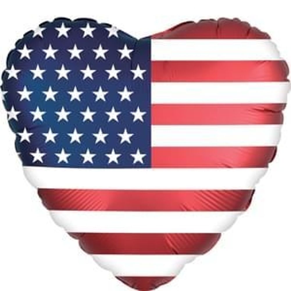 18" Satin Infused Heart Shaped Flag Foil Balloon (1ct)