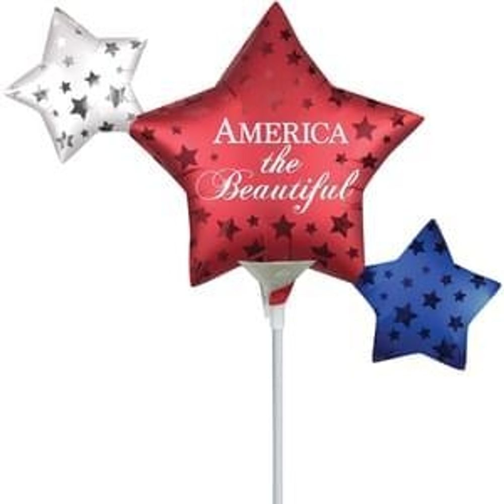 Satin Infused Patriotic Star Trio Mini Shape Foil Balloon