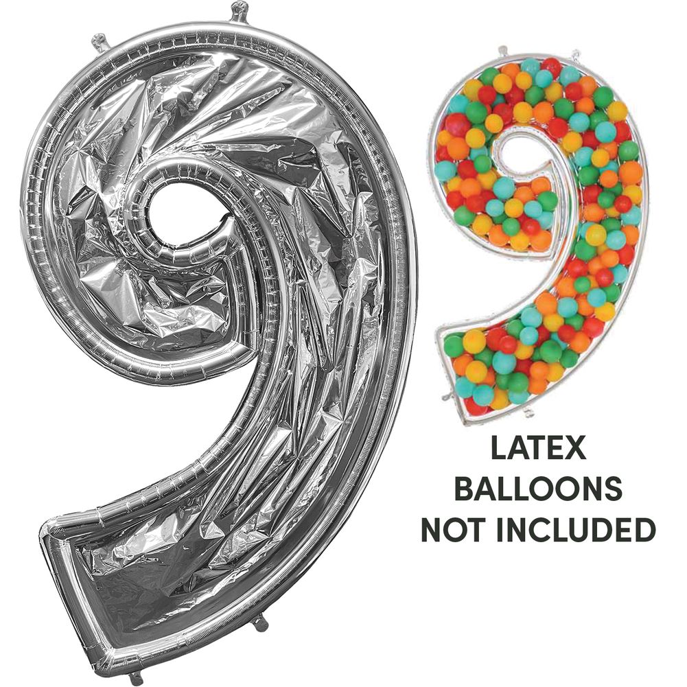 BalloonFormz Number 9 Silver
