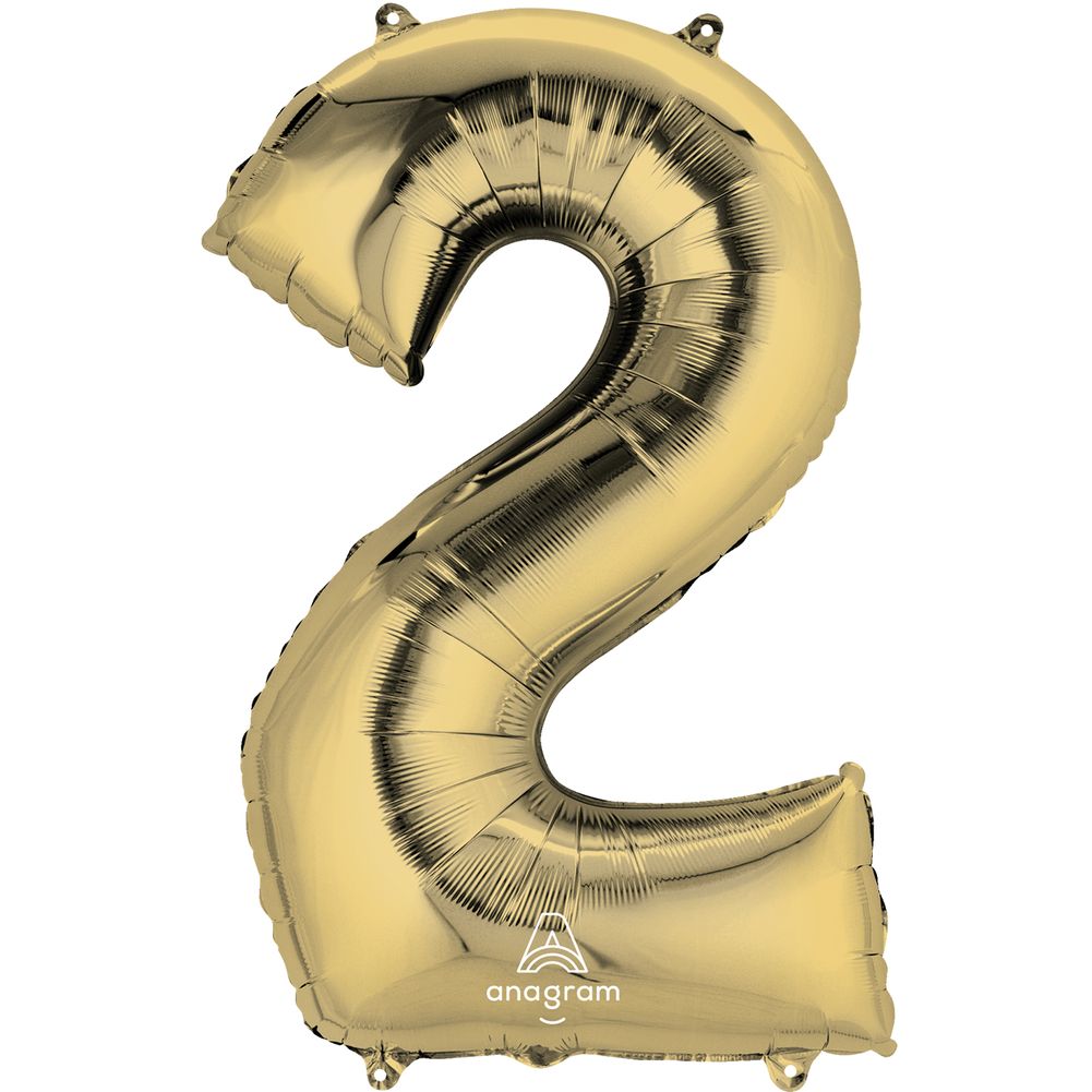 34" Number 2 White Gold Foil Balloon (1ct)