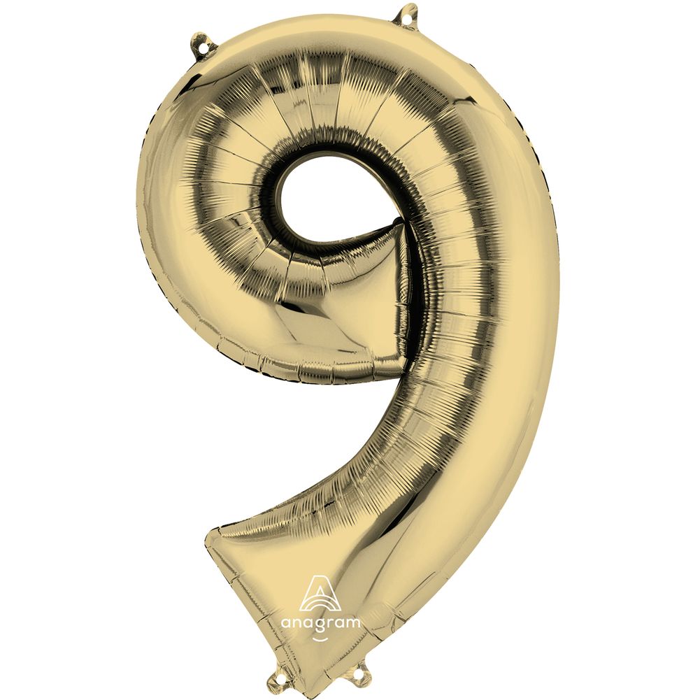 34" Number 9 White Gold Foil Balloon (1ct)
