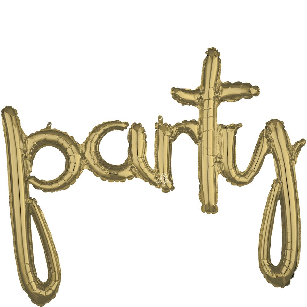 Script Phrase Ã¢â‚¬Å“PartyÃ¢â‚¬Â White Gold Foil Balloon (1ct)