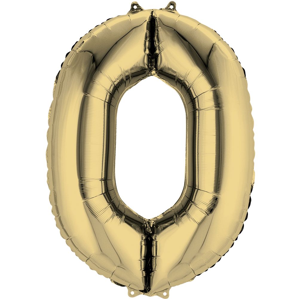 34" Number 0 White Gold Foil Balloon (1ct)