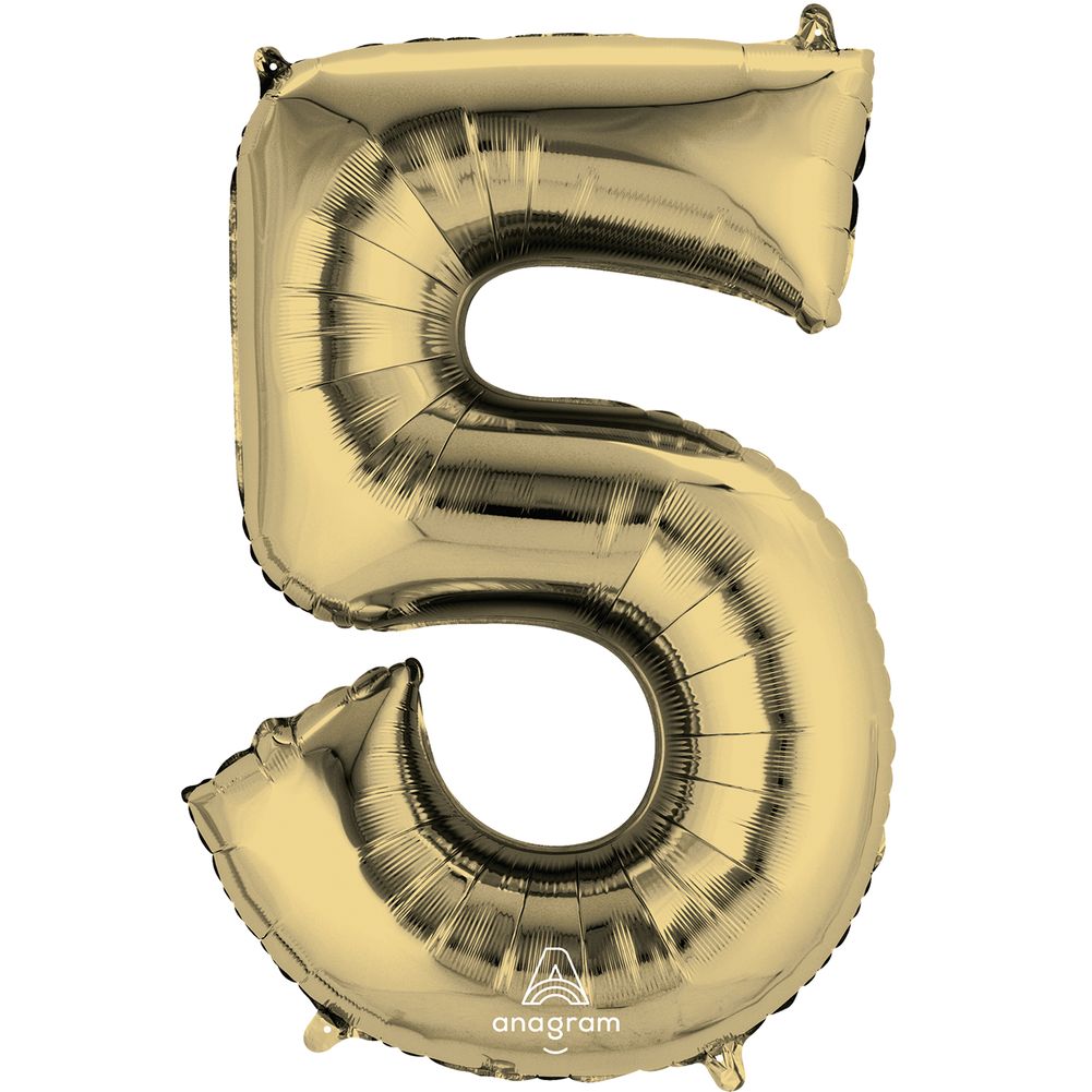 34" Number 5 White Gold Foil Balloon (1ct)