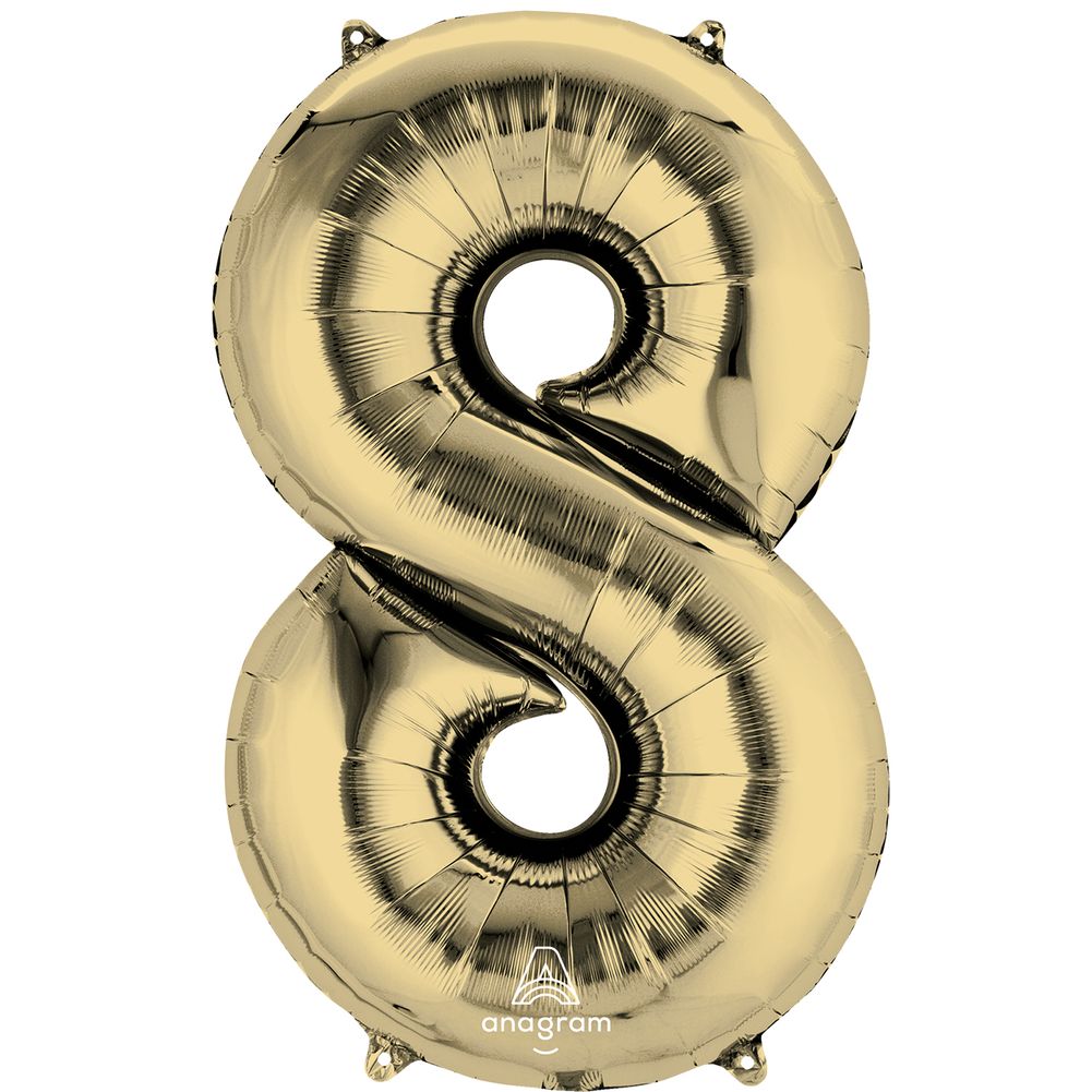 34" Number 8 White Gold Foil Balloon (1ct)