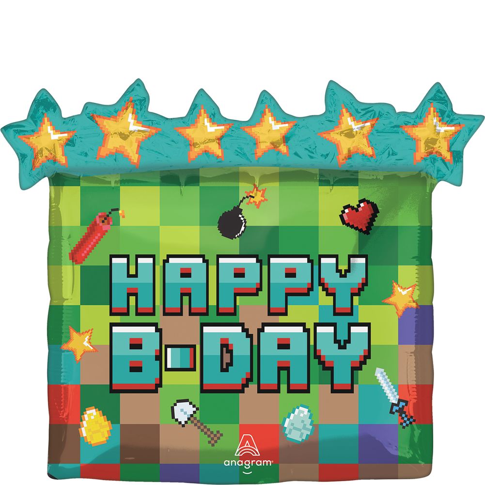 Pixel Birthday Party Super Shape Foil Balloon (1ct)