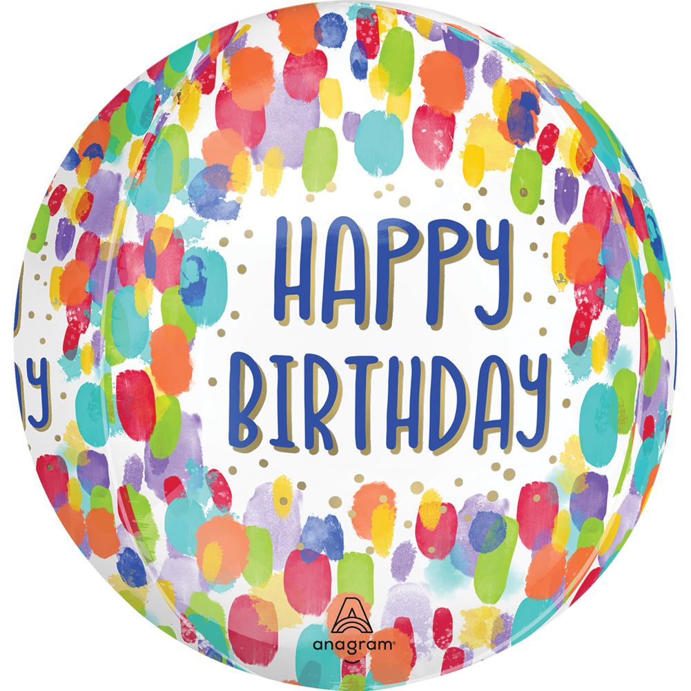 Painted Dots Birthday Orbz Balloon (1ct)