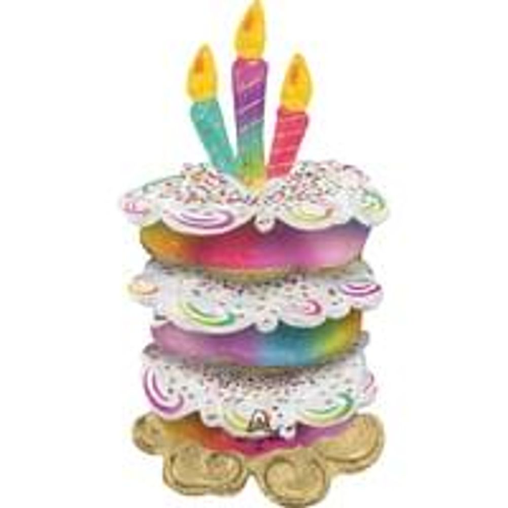 Birthday Cake Stacked Super Shape Foil Balloon (1ct)