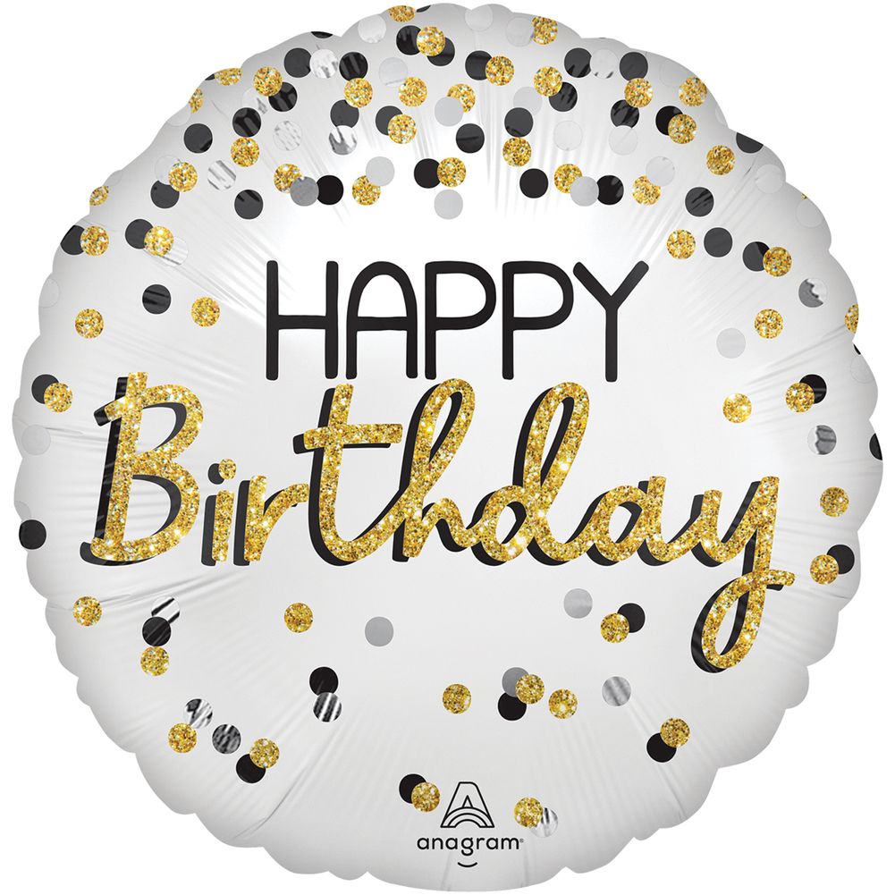 Black/Silver/Gold Birthday 28" Jumbo Foil Balloon (1ct)